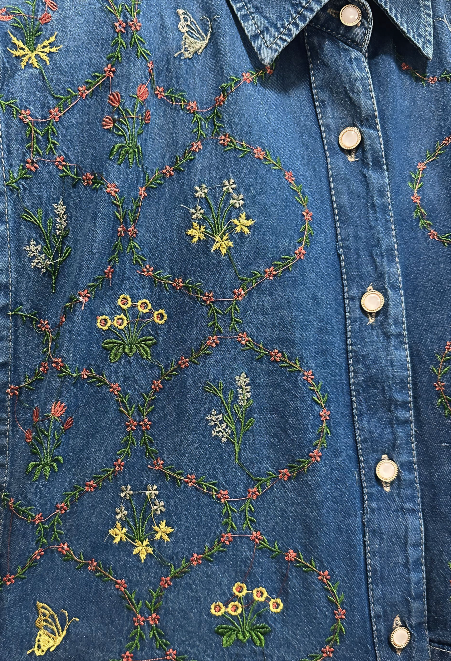 Embroidery Vest Denim Shirt