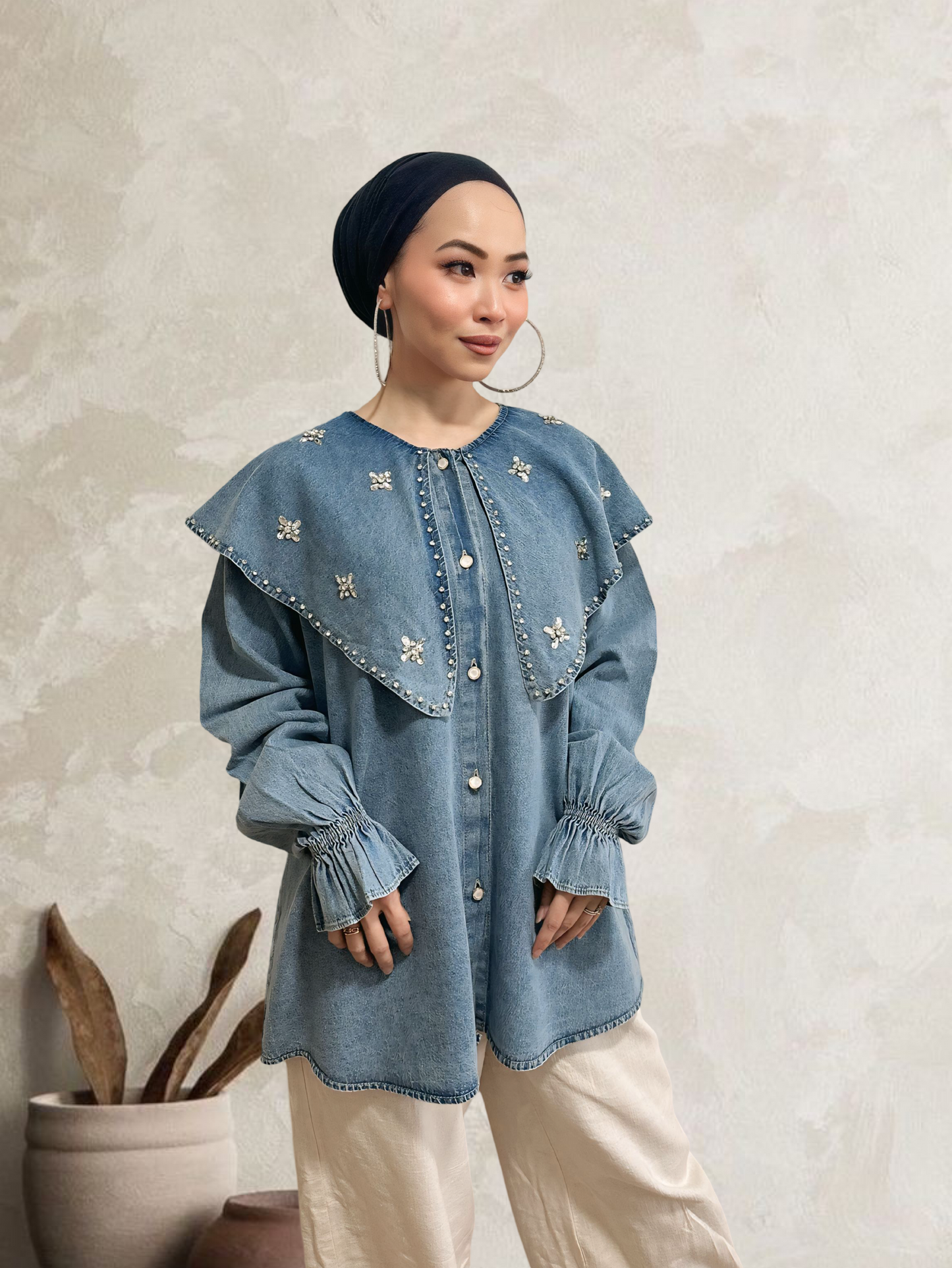 Embellished Denim Shirt