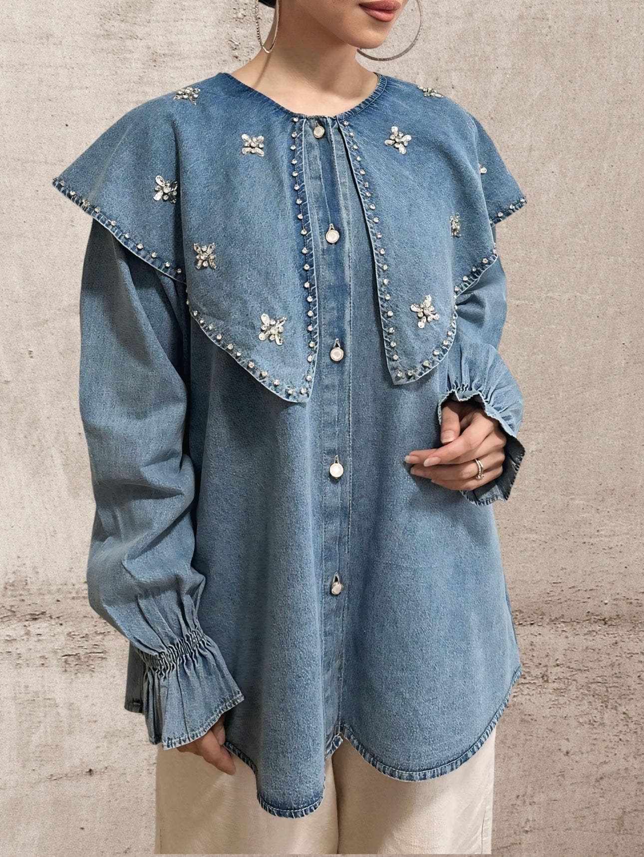 Embellished Denim Shirt