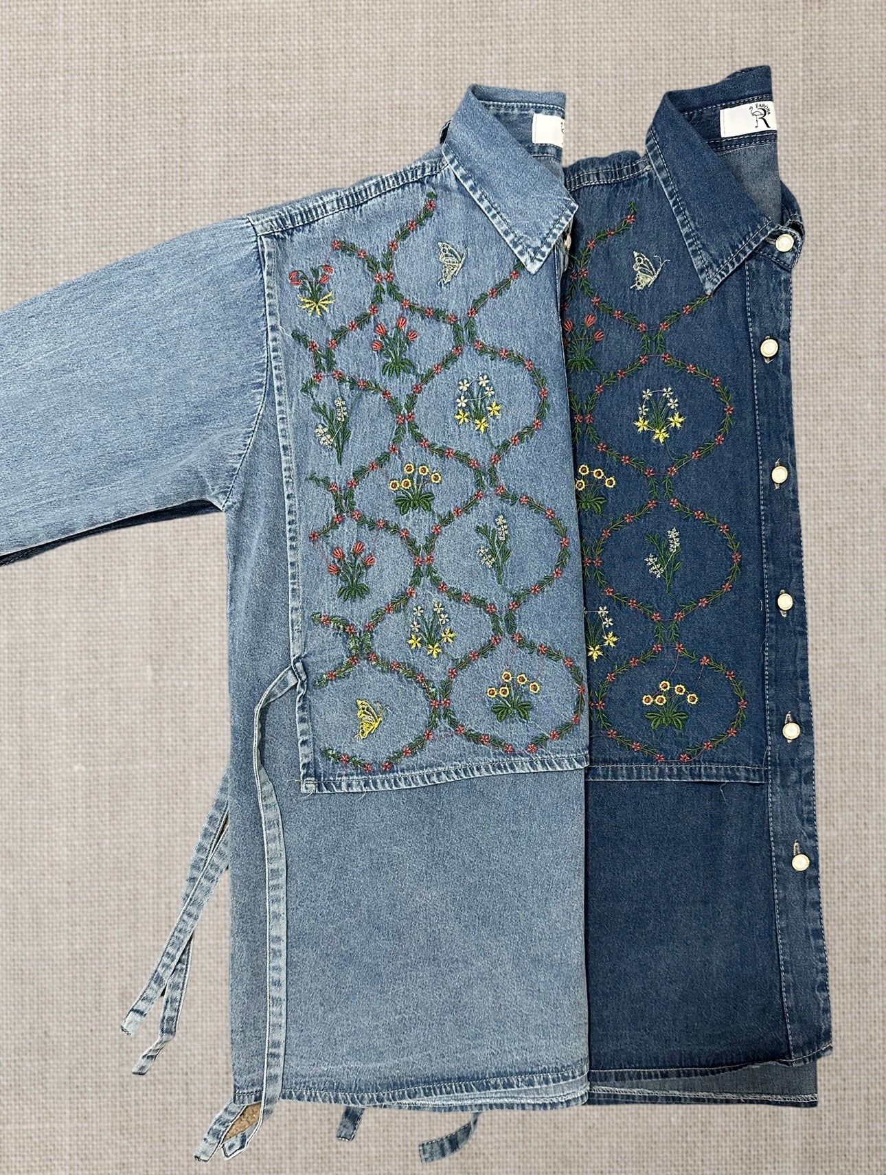 Embroidery Vest Denim Shirt